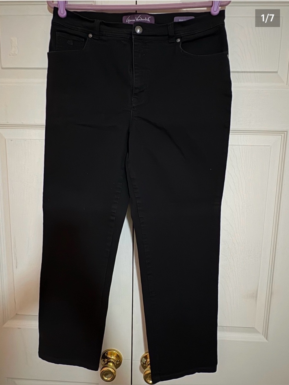 Gloria Vanderbilt Amanda Classic High Rise Tapered Jeans Black 14P Petite